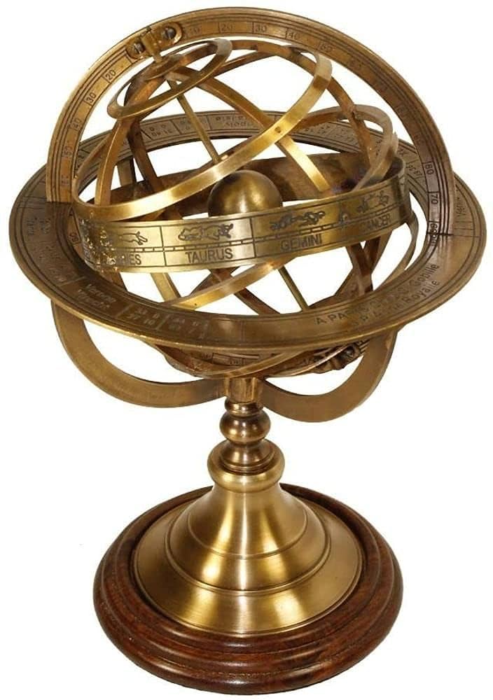 真鍮製 アンティーク 天球儀 celestial globe Brass Antique Finish Armillary Celestial Globe with Zodiac